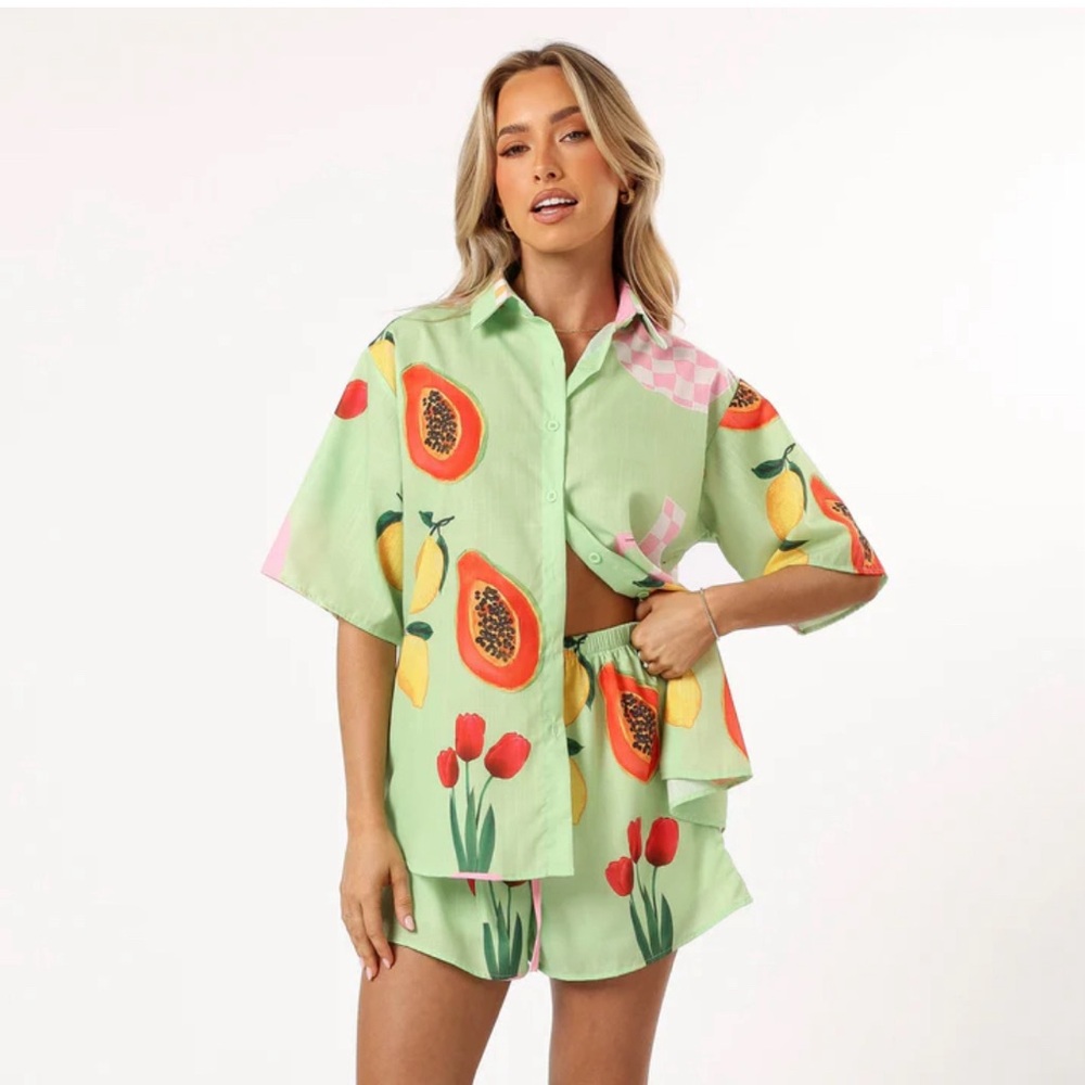 PICCOLO SHORT SET - GREEN PAPAYA from Petal & Pup